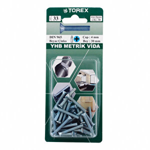 DIN 965 YHB Küt Uçlu Metrik Vida 4x30 mm