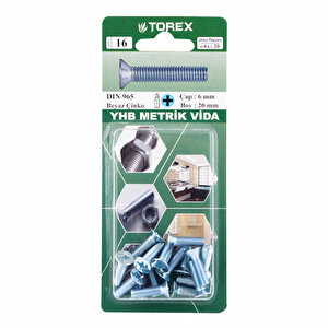 DIN 965 YHB Küt Uçlu Metrik Vida 6x20 mm