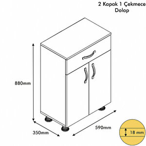 2 Kapaklı Boy Dolabı 90 cm