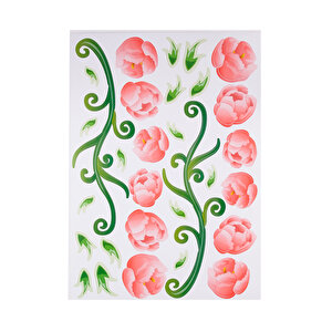 Duvar Çıkartma Stıcker Dekoratif Duvar Kağıdı,Süs Pembe Güllü Pvc 70X50X0,5Cm