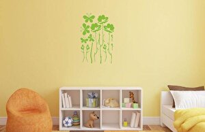 Duvar Çıkartma Stıcker Dekoratif Duvar Kağıdı,Süs Yeşil Çiçekli  Pvc 48X33X0,5Cm