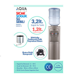 Aqua Vision Gümüş Sıcak Soğuk Su Sebili SS01BS