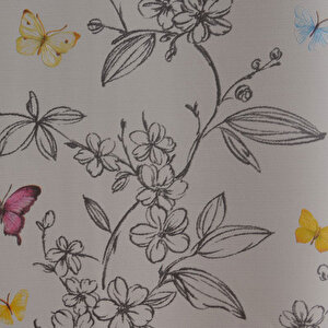 Renkli Çiçek-Kelebek Desenli  Anka Duvar Kağıdı 1606-1