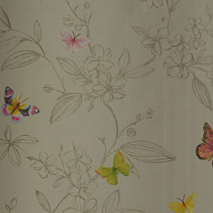 Renkli Çiçek-Kelebek Desenli  Anka Duvar Kağıdı 1606-2