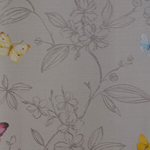Renkli Çiçek-Kelebek Desenli  Anka Duvar Kağıdı 1606-4