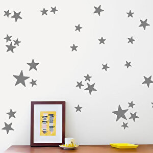 Tilki Dünyası 66 Adet Koyu Gri Yıldızlar Çocuk Ve Bebek Odası Duvar Sticker Tilki/76012