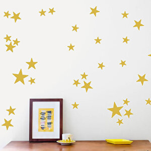 Tilki Dünyası 120 Adet Altın Renkli Yıldızlar Çocuk Ve Bebek Odası Sticker Tilki/76004