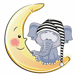Tilki Dünyası Uyuyan Fil , Yıldızlar Ve Bulutlar Dekoratif Bebek Çocuk Odası Duvar Sticker 75842 Tilki/75842