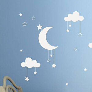Tilki Dünyası Ay Yıldız Bulutlar Bebek Ve Odası Sticker Tilki/74974
