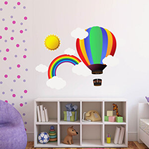 Tilki Dünyası Uçan Balon, Gökkuşağı, Güneş, Bulutlar Çocuk Odası Duvar Sticker Tilki/74931