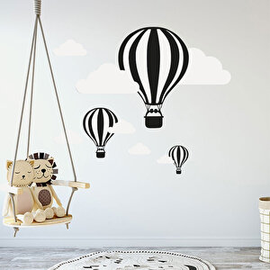 Tilki Dünyası Uçan Balonlar Siyah Beyaz Taraftar Bebek Ve Çocuk Odası Sticker Tilki/74824