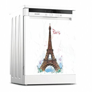 Tilki Dünyası Paris Desenli Bulaşık Makinesi Kapak Sticker 0062