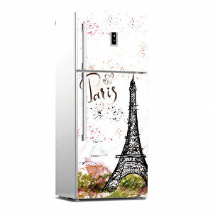 Tilki Dünyası Paris Desenli Buzdolabı Kapağı Kaplama Sticker 0140 Tilki/74799