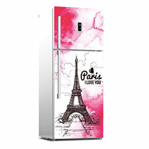 Tilki Dünyası Paris Desenli Buzdolabı Kapağı Kaplama Sticker 0138 Tilki/74792