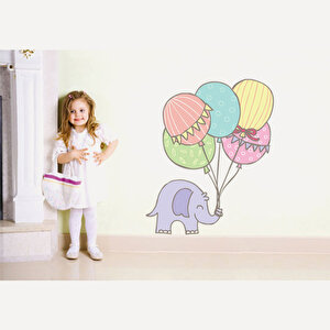 Tilki Dünyası Şirin Fil Ve Balonlar Duvar Sticker Tilki/3073