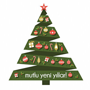 Tilki Dünyası Yılbaşı Çam Ağacı Duvar Sticker 009