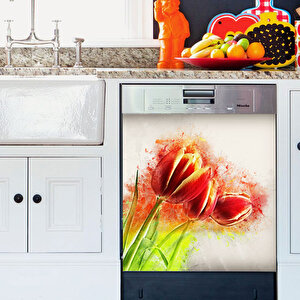 Tilki Dünyası Portre Lale Bulaşık Makinesi Kapak Stickerı Tilki/74157