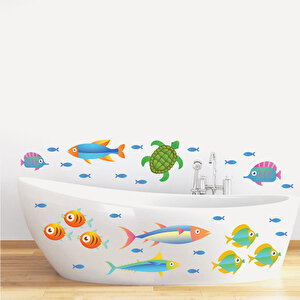 Tilki Dünyası Renkli Balıklar Duşakabin Ve Banyo Sticker Tilki/73965