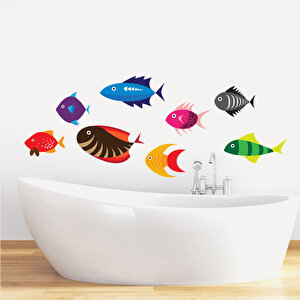 Tilki Dünyası Renkli Balıklar Duşakabin Ve Banyo Sticker Tilki/73963