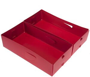 Çekmece İçi 2 Li Kutu Set Çorap,esya Düzenleyici Kırmızı Renkli