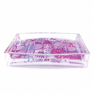 Sabunluk Pembe Çiçekli Banyo Aksesuarı