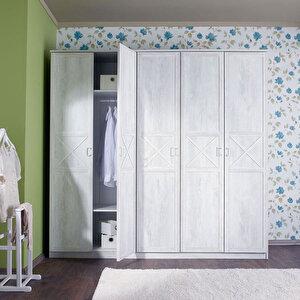 Brescia 5 Kapaklı Gardırop Eskitme Beyaz 19Mİ