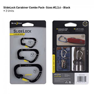 Slidelock Carabiner 3lü Paket-siyah
