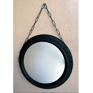 Siyah Zincirli Yuvarlak Ayna 45 cm