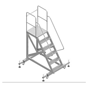 Ayarlanabilir Ayaklı Tek Çıkışlı Alüminyum Platform Merdiven 5+1 Basamak