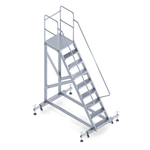 Ayarlanabilir Ayaklı Tek Çıkışlı Alüminyum Platform Merdiven 8+1 Basamak