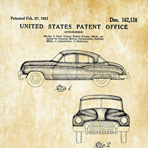 1951 General Motors Automobile Patent Tablo Czg8p102