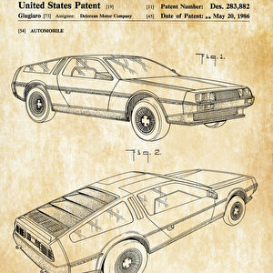 1986 Delorean Automobile Patent Tablo Czg8p105