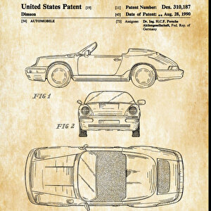 1990 Porsche 911 Convertible Patent Tablo Czg8p109