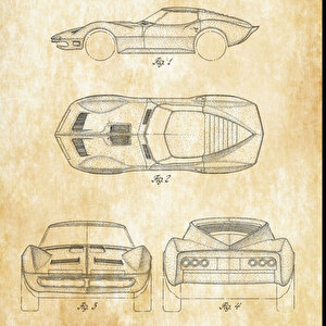 1966 Mako Shark Corvette Automobile Patent Tablo Czg8p114