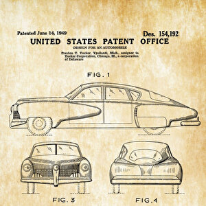 1949 T.tucker Automobile Patent Tablo 1 Czg8p115