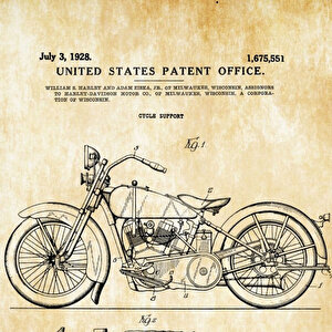 1928 Harley Davidson Patent Tablo Czg8p131