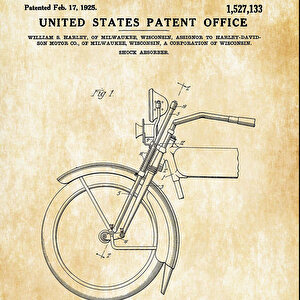 1925 Harley Davidson Shock Absorber Patent Tablo Czg8p133