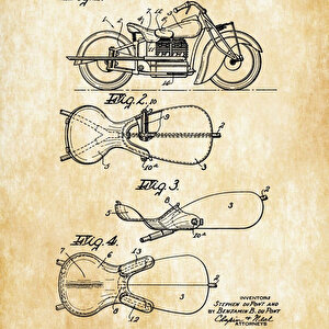 1943 Indian Motorcycle Saddle Patent Tablo Czg8p135