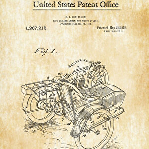 1918 Motorcycle Sidecar Patent Tablo Czg8p136