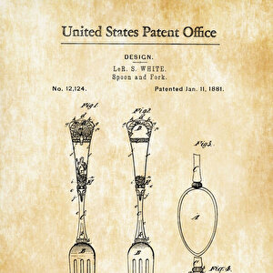 1881 Victorian Spoon And Fork Patent Tablo Czg8p141