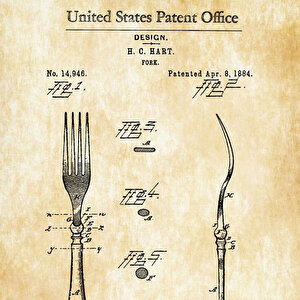 1884 Fork Patent Tablo Czg8p142