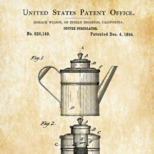 1894 Coffee Percolator Patent Tablo Czg8p144