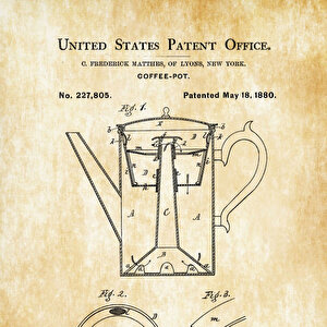 1880 Coffee Pot Patent Tablo Czg8p145