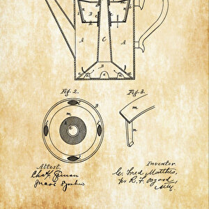 1880 Coffee Pot Patent Tablo Czg8p145