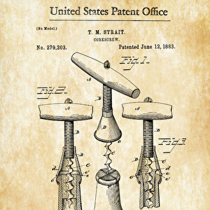 1883 Corkscrew Patent Tablo Czg8p146
