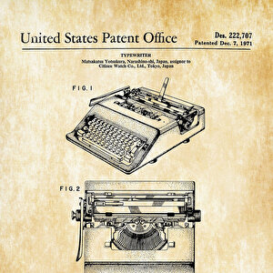 1971 Portable Typewriter Patent Tablo Czg8p149