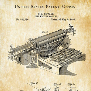 1896 Typewriter Patent Tablo Czg8p150