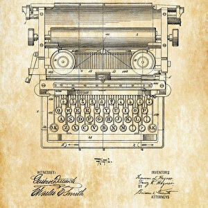 1899 Underwood Typewriter Patent Tablo Czg8p151