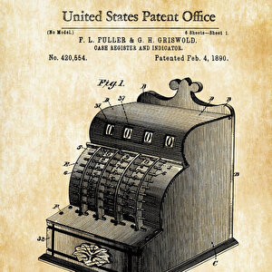 1890 Cash Register Patent Tablo Czg8p152