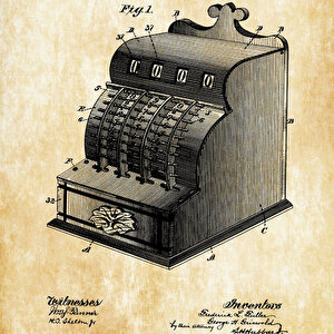 1890 Cash Register Patent Tablo Czg8p152